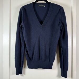 Dolce & Gabbana Deep Blue V-Neck Sweater